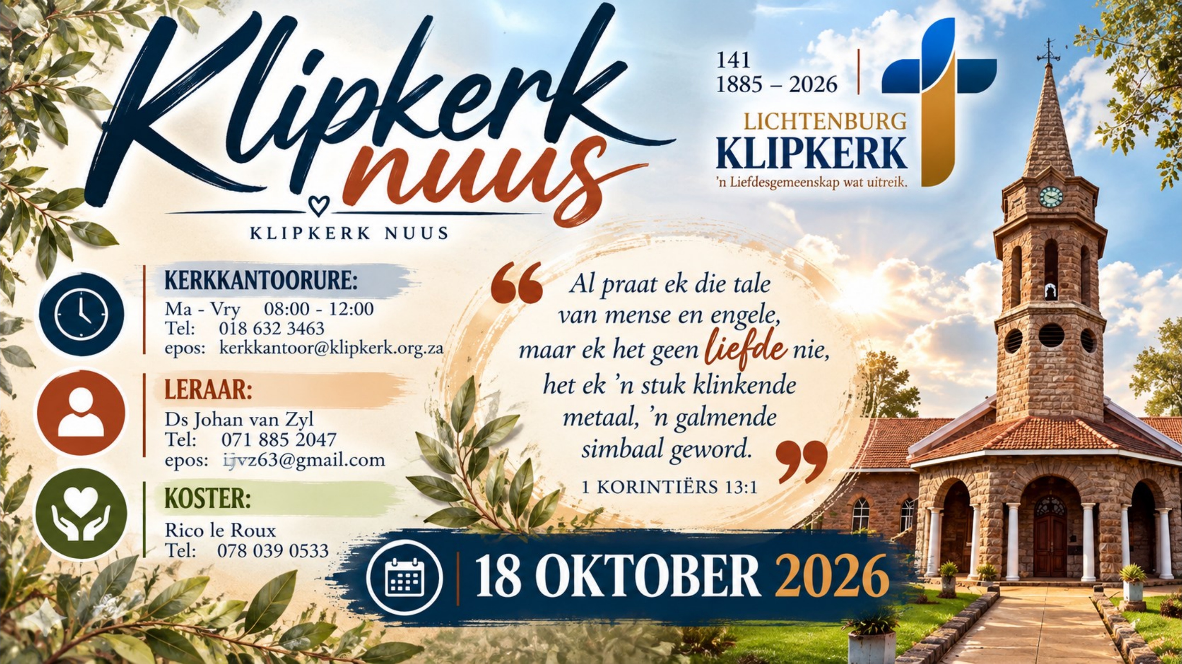 Weeknuus Lichtenburg N G Klipkerk, afkondigings